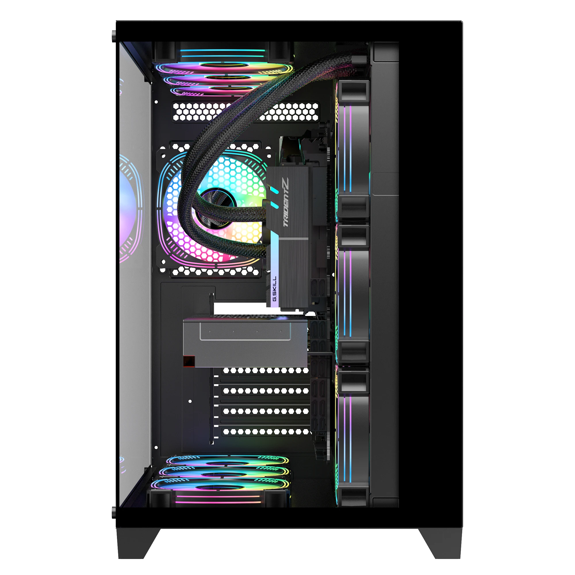 Ruix New Design Aerospace ProMax SPCC Frame Dual Tempered Glass Gaming Cabinet Computer Parts ARGB Fans PC Case