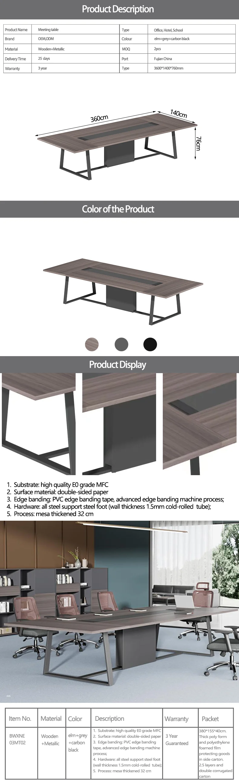 Glass conference table Modern Luxury Meeting Table Set Design office wooden long conference meeting table office desk