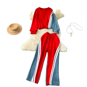 Women's Vintage-Style Sports Jogger Set Long-Sleeved Loose T-Shirt Shorts Lace Decoration African-Inspired Summer Casual Look