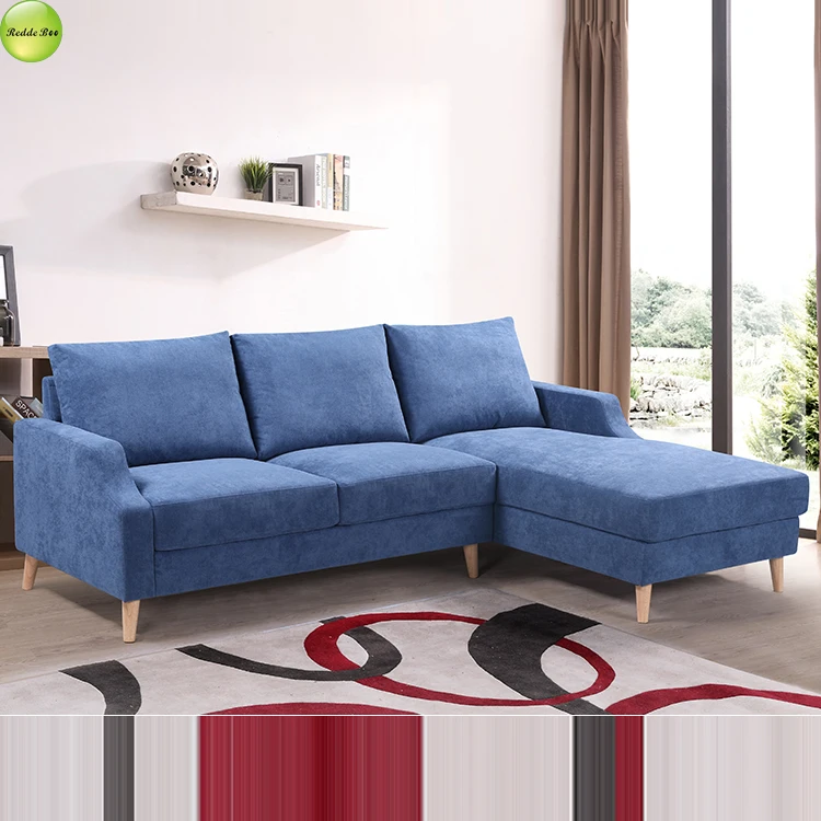 Blue Color Home Furniture L Shaped Sectional Simple Fabric Sofa W8111 ...