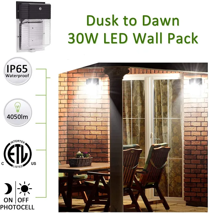 Patent Design DLC ETL Intertek Certified USA Canada Mexica Standard Outdoor Mini Wall Light 30w 20W Led Wall Pack