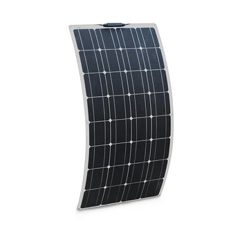 100W Flexible Waterproof Single Crystal Solar Power Supply Outdoor Charging Bank Photovoltaic Module 12/18V Flexible Solar Panel
