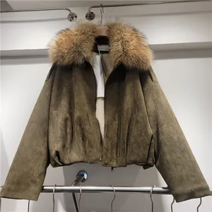Wholesale Winter 2026 New Fashion Elegant Casual Removable Fur Collar Suede Thickened Cotton Women's Jacket