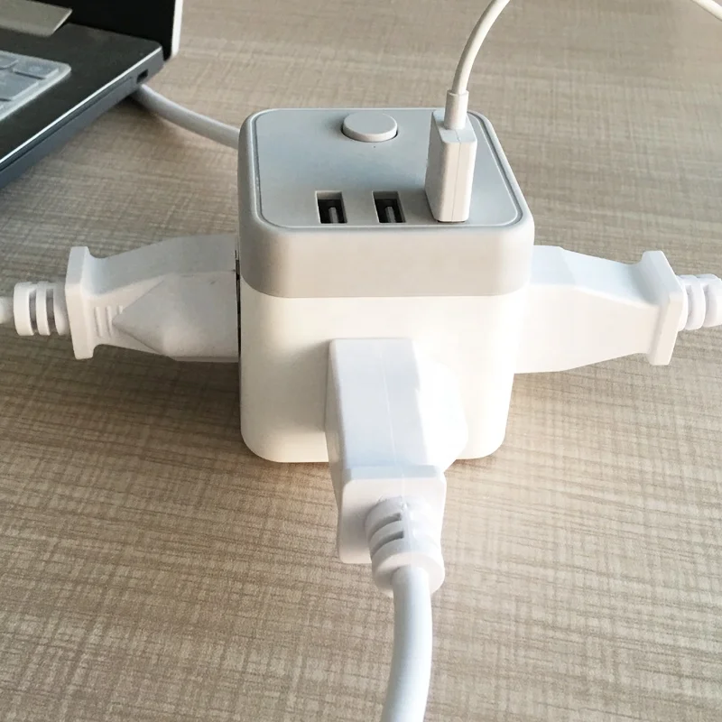 Куб портативный удлинитель с 3 портами (стандарт розетки USB док-станция для рабочего стола/прикроватная
