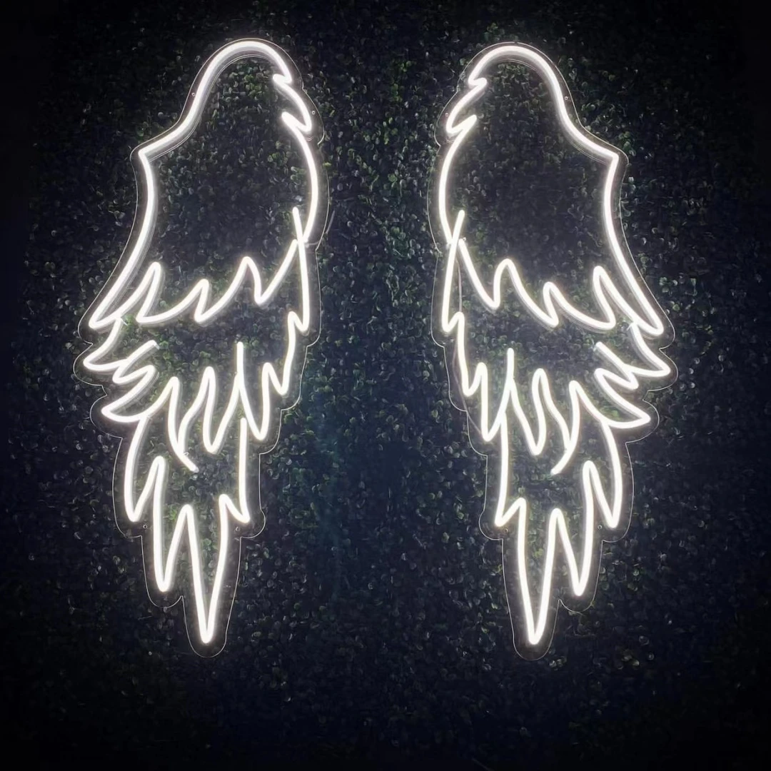 Drop Shipping Custom Flexible Transparent Acrylic Angel Wings Neon Lights Wall Hanging Decoration LED Neon Signs