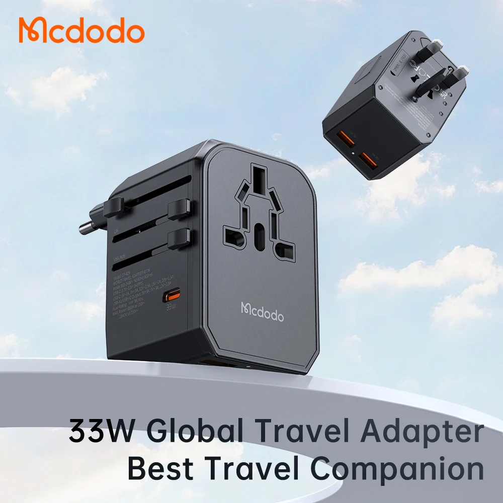 Adaptateur de voyage universel multiprise mondiale - Chargeur de voyage international avec 2 ports USB C et