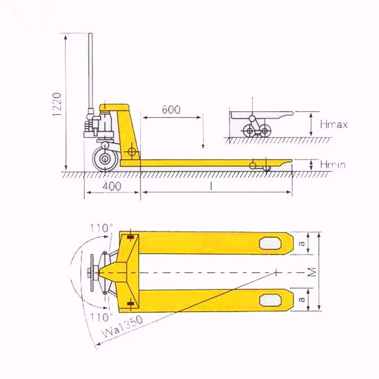 Manual Hydraulic Hand Pallet Jack Total Fork Lifter Truck