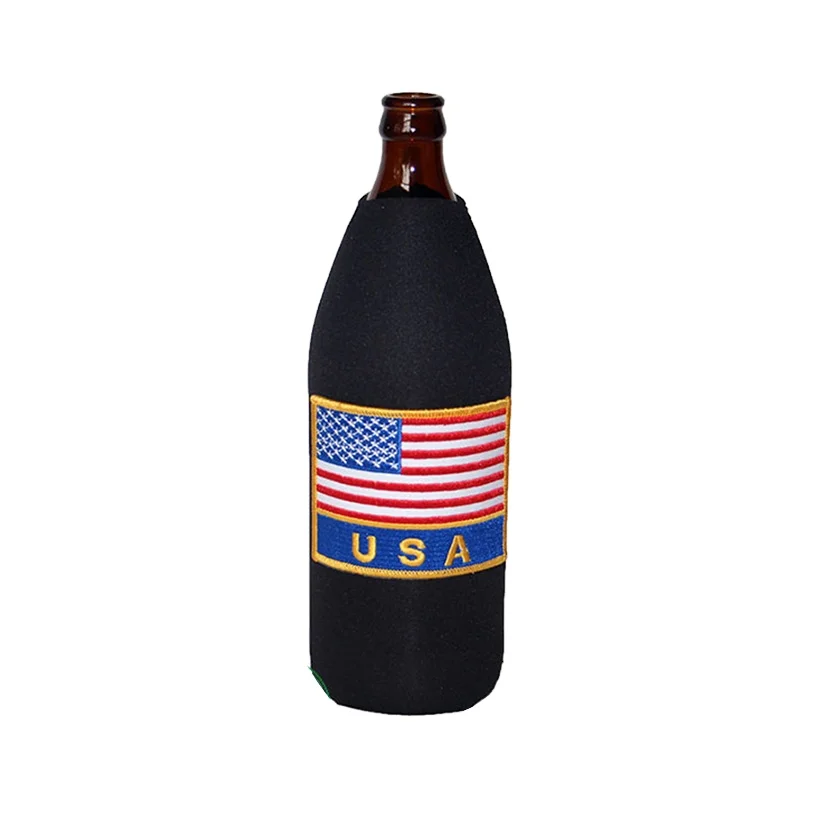 Neoprene 40oz Beer Bottle Cooler with Logo Patch