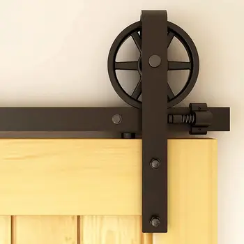 Large Premium Six-Spoke Wheel Shaped Barn Door Hardware Kit Premium Door & Window Accessories