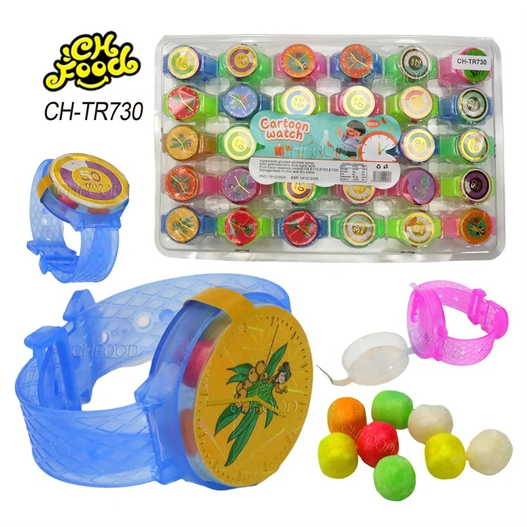 Wholesale LOW MOQ Small Cheap Plastic Cartoon Watch Toy Candies for Kids
