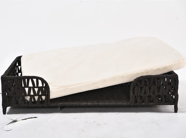 High Quality Two Sets Black Durable Artificial Rattan Pet Dog Bed