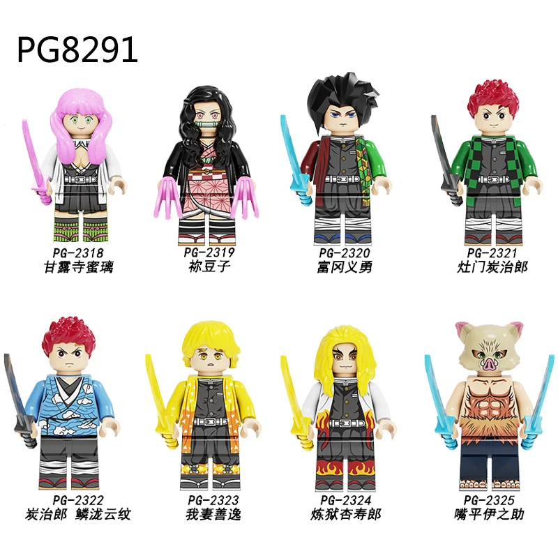 Kf6162 Anime Demon Slayer Zenitsu Nezuko Kamado Tanjirou Akaza Mini Building Block Bricks 8611