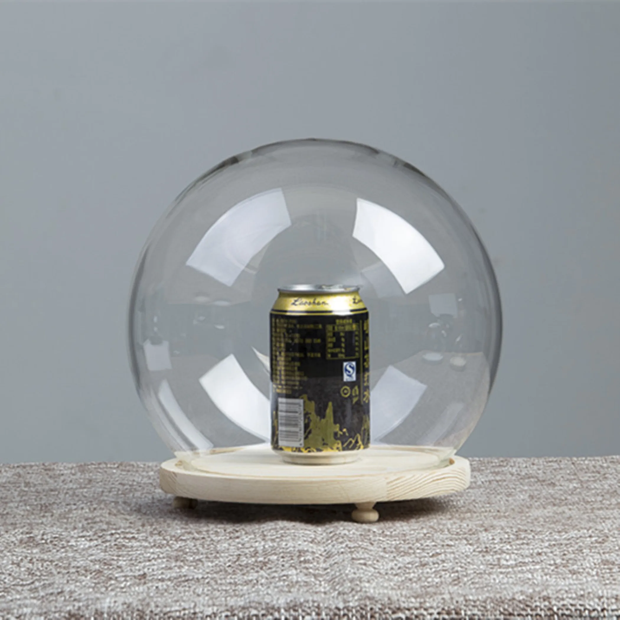 DIY LED Crystal Ball Empty Snow Globe with Wooden Base Desktop Decoration Glass Cover for Anime Figure
