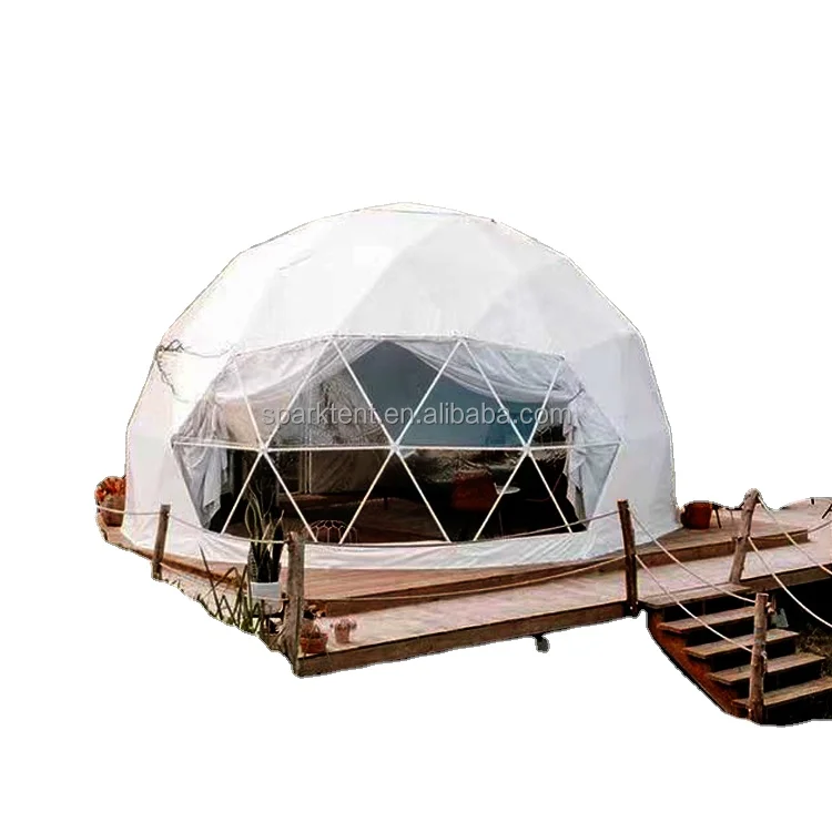 屋外PVCジオデシックドームハウス、ホテルドームテント、トイレ付き