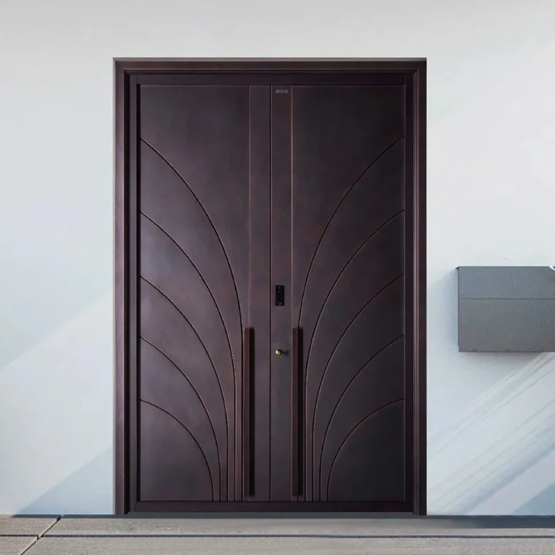 Custom Polished Copper Courtyard Entrance Garden Door Bronze Retractable Courtyard Gate for Villas Factory Direct