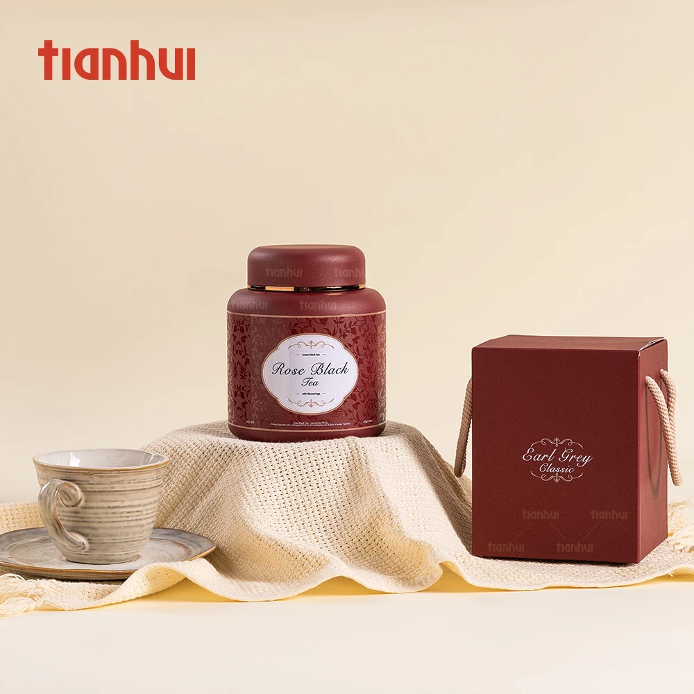 Tianhui Kotak Kertas Lipat Custom dengan Cetakan Sederhana Tas Tangan untuk Penyimpanan Teh