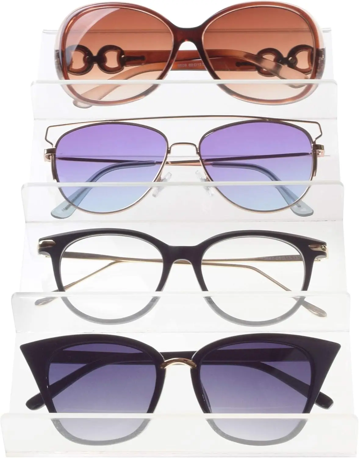 Slanted Showcase Elevated Acrylic Slanted Showcase Display Rack - Transparent Sunglasses ...