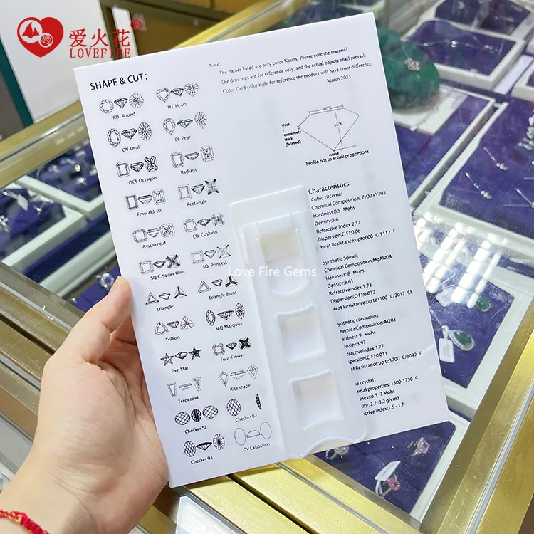 English Edition Synthetic Gemstone Spinel & Corundum & Cubic Zirconia Cz Color Chart for Reference