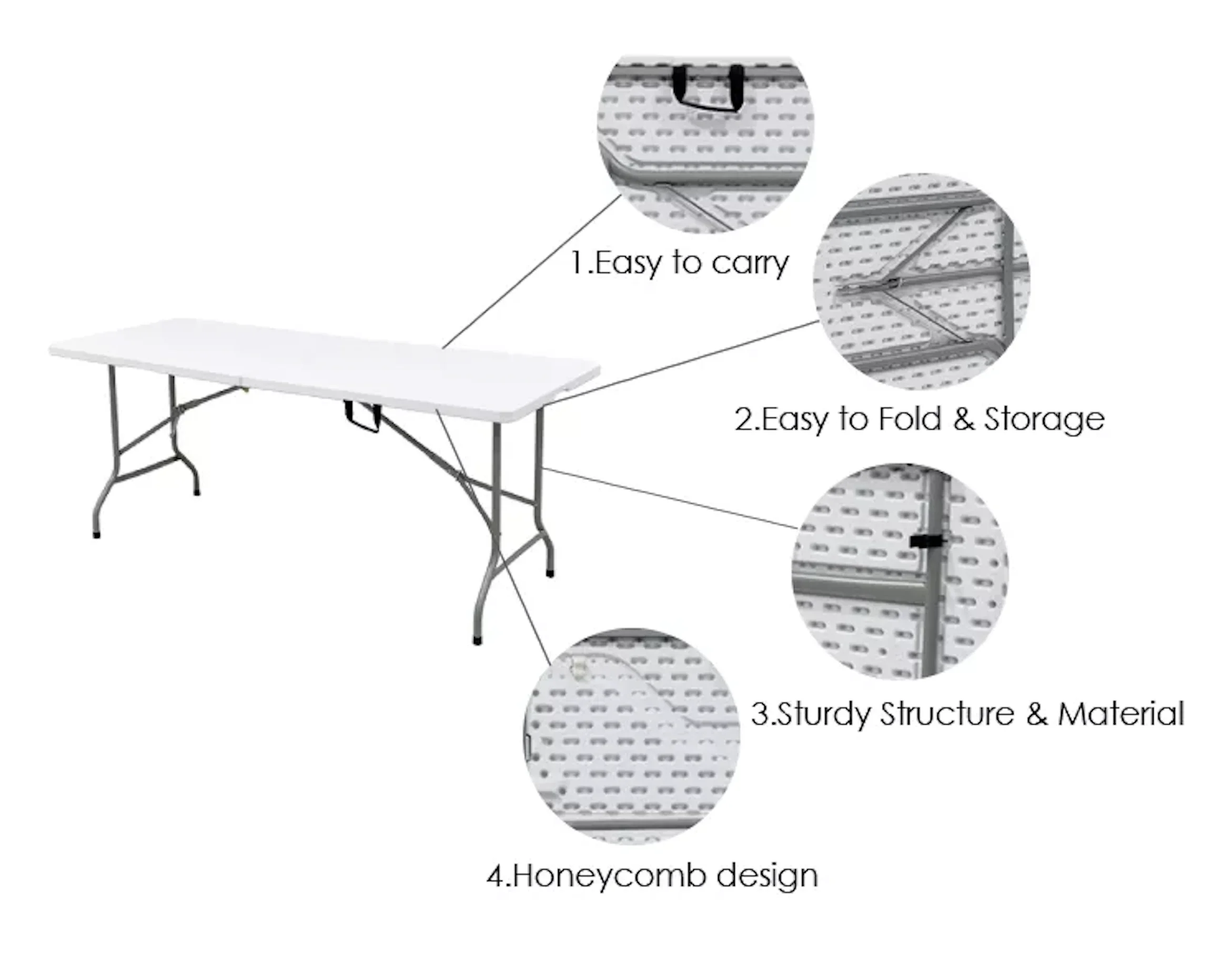 Factory Direct HDPE Plastic Outdoor Folding Table Sturdy & Durable Portable Design for Dining Modern Outdoor Furniture
