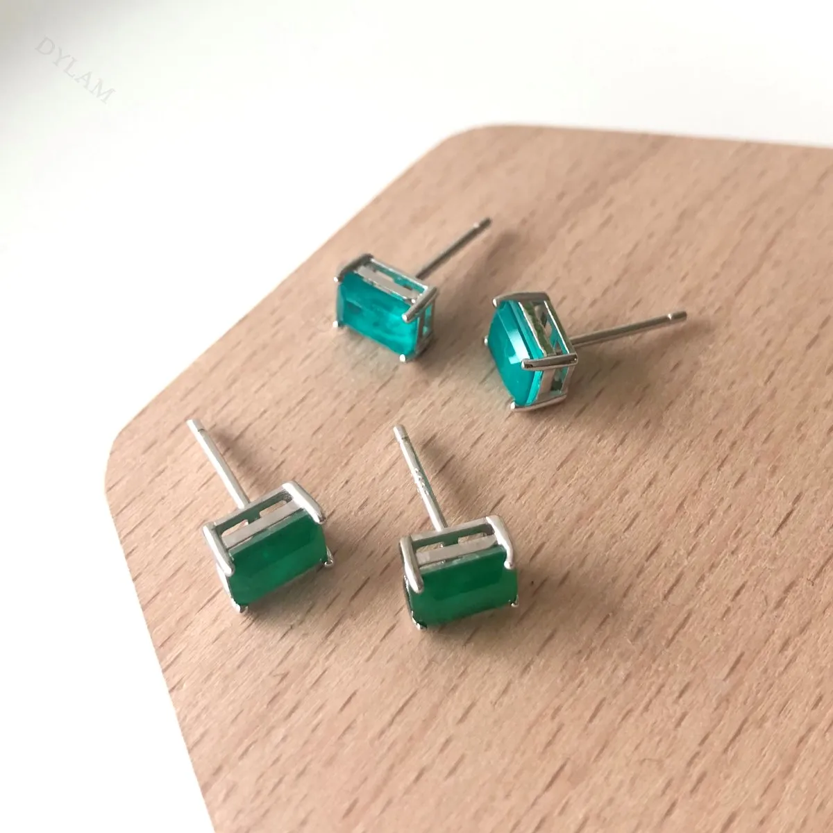 KAKODIY Classic Design Boutique Jewelry Rhodium Plated 925 Sterling Silver Rectangular Emerald Cut 5A Cubic Zirconia Stud Earrings Women detail 4