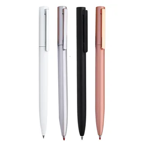 Selling Novel Rotation Black Simple Metal Gel Ink Pen With Business Advertising Printing Custom Logo for Office