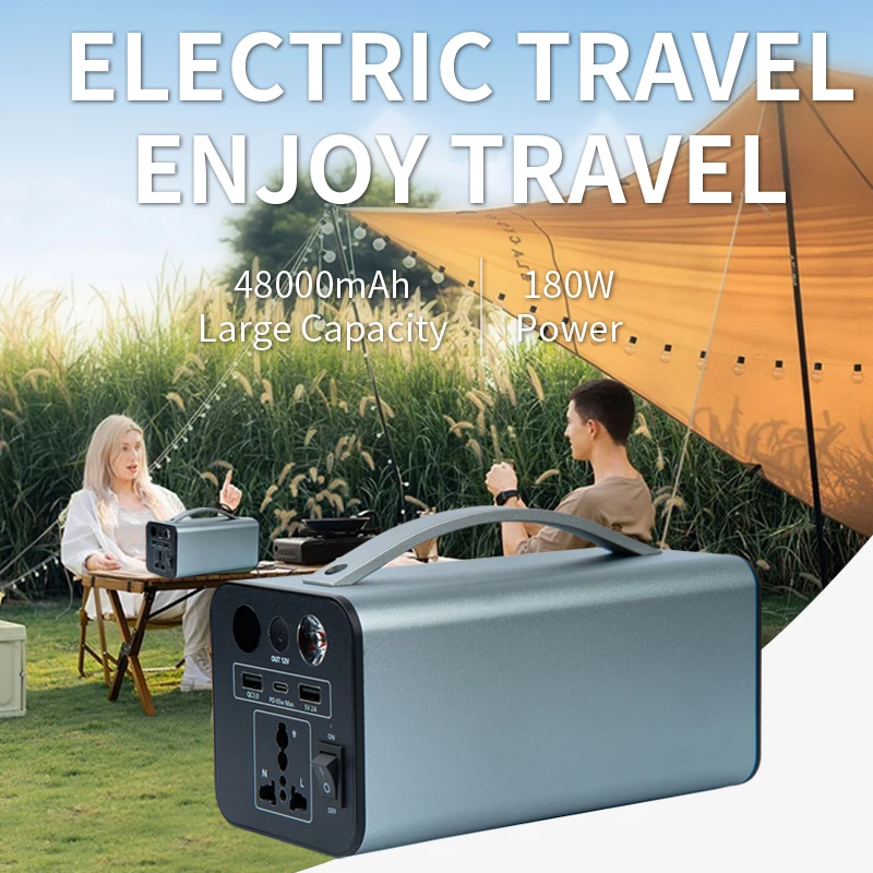 Portable Power Station 110V 220V AC Plug Power Bank 180Wh 48000mAh Outdoor Power Bank with QC 3.0 Quick Charge