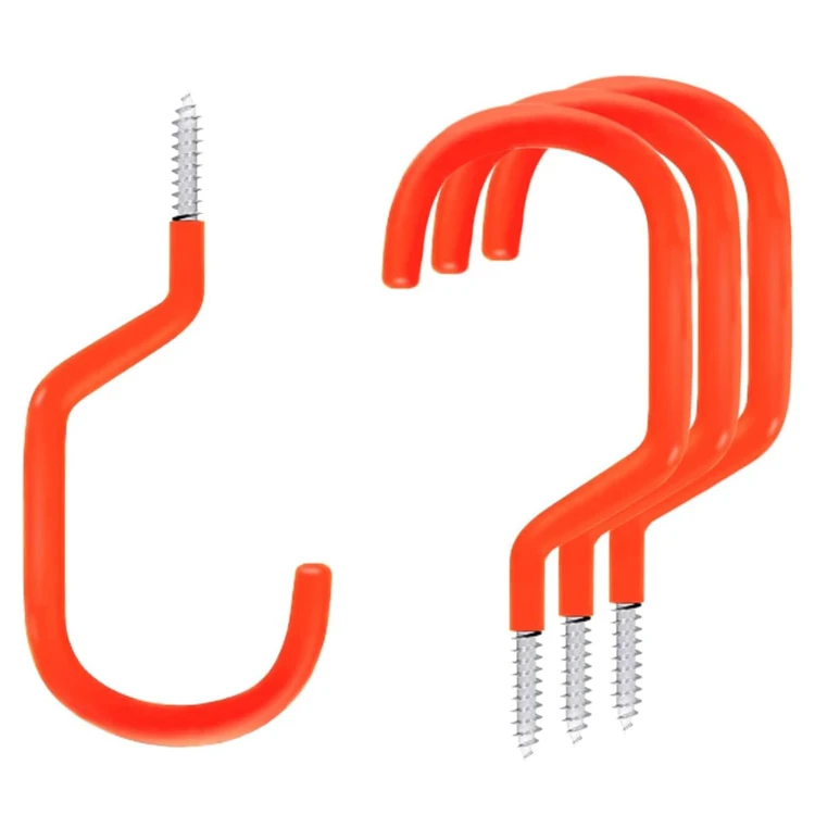 Extra-Large Bike Hook, Rubber Coated Bicycle Hanger Heavy-Duty Screw in Ceiling Hooks for Garage Wall and Shed