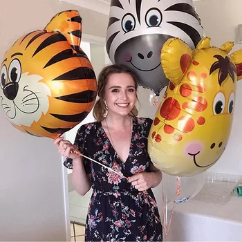 Jungle Animal Tiger Lion Monkey Zebra Giraffe Cow Air Helium Balloon Kids Safari Birthday Party Decor Zoo Theme Supplies