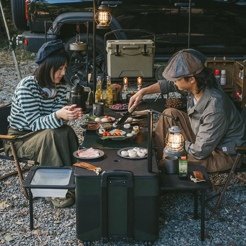 Naturehike Пикник на открытом воздухе Барбекю портативный складной многофункциональный комбинированный стол IGT с плитой Кемпинговый ящик для приготовления пищи Мобильная кухня