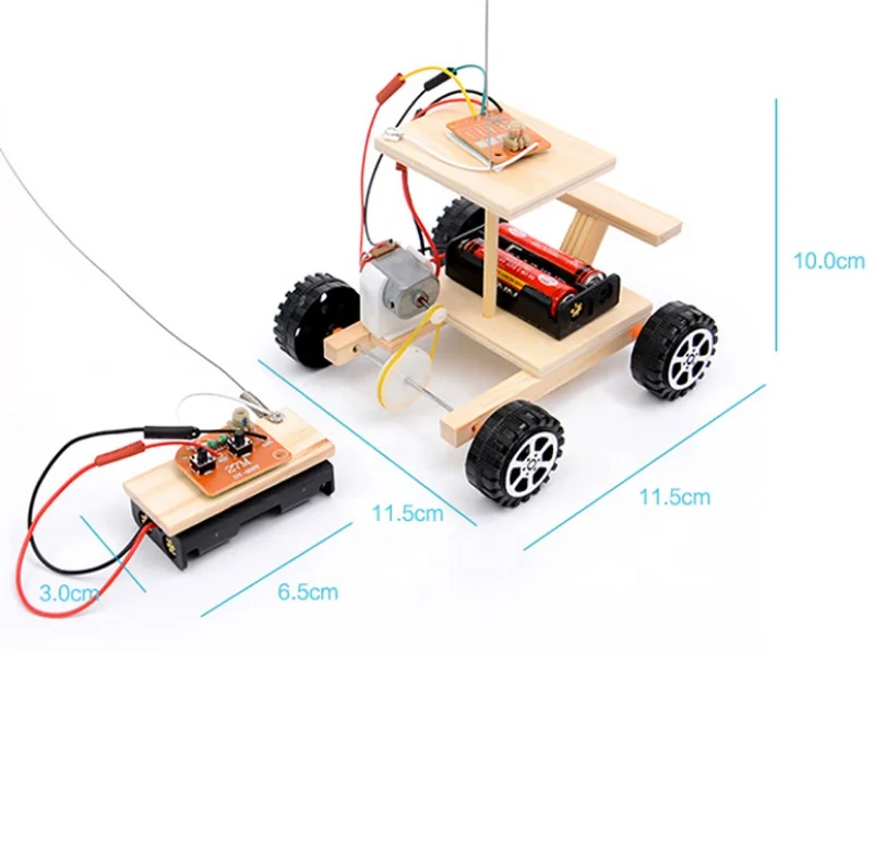 DIY Wireless Remote Control Racing Model Kit Wood Kids Physical Science Experiments Toy Set Boy Assembled Car Educational Toy