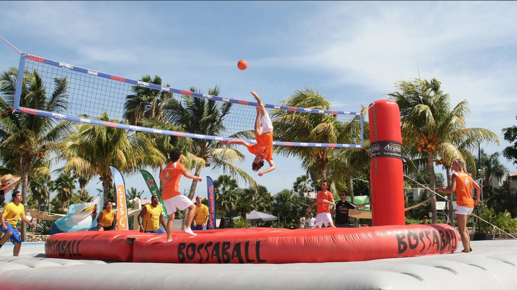 PVC Inflatable Bossaball Is Volleyball Played on an Inflatable Court to Latin Music