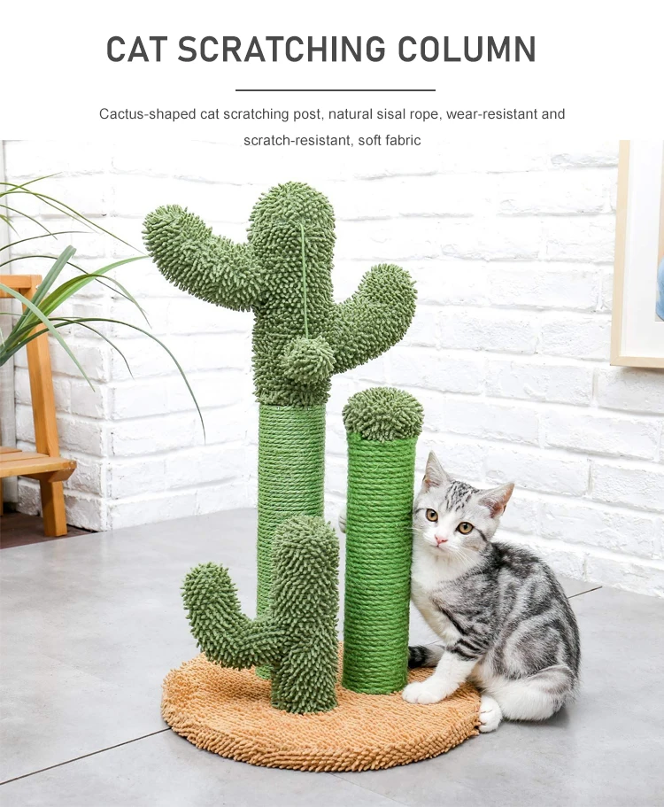 Hot Selling Portable Green Cactus Cat Scratch Pole Tree With Ball Full