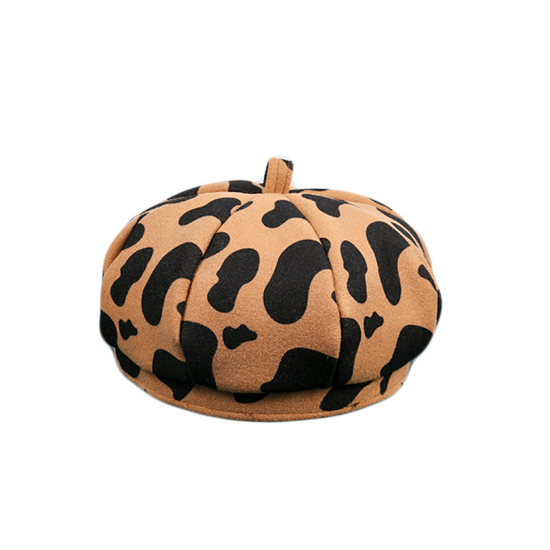Новые Модные Элегантные высококачественные шерстяные фетровые береты с принтом коровы, шапки для женщин, осенние и зимние повседневные винтажные береты