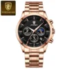 Stainless Steel Band-8 Rose Case Black Dial