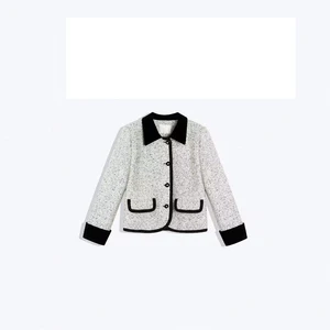 Wholesale Winter Tweed Jacket Woman Lady Custom Color Pocket Tweed Button up Jacket for Women