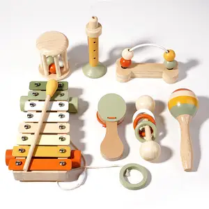 Baby Musical Instruments Game Music Educational Activity Learning Gift Toy for Kids Montessori Wooden Percussion Instruments Set