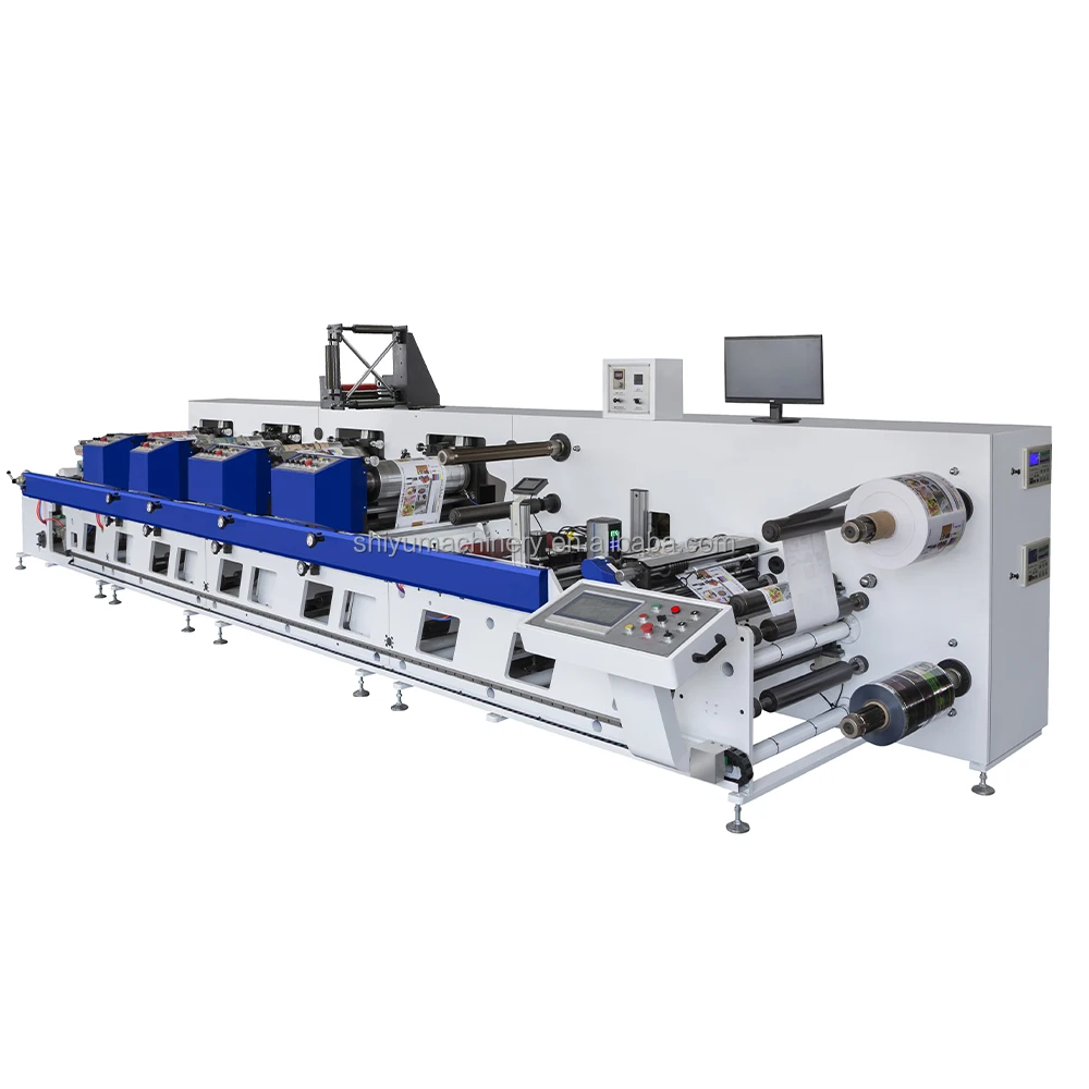 1-8 Colors Adhesive Sticker Flexo Label Printing Machine Paper Roll to Roll Die Cut Flexographic Printer for Labels