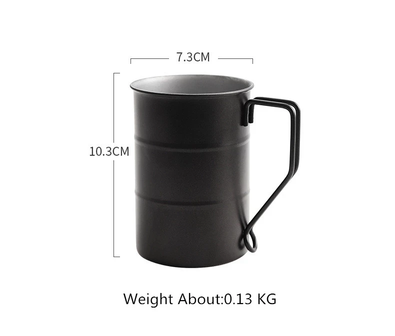 Factory wholesale supply 304 stainless steel metal steel handle cup simple round office coffee cup double water cup