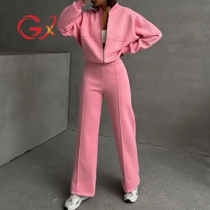 GX56167 Fashion Fall Winter Women's Clothing Boutique Long Sleeve Jacket and Pant Slim Fit Suit Tracksuit 2 Piece Set