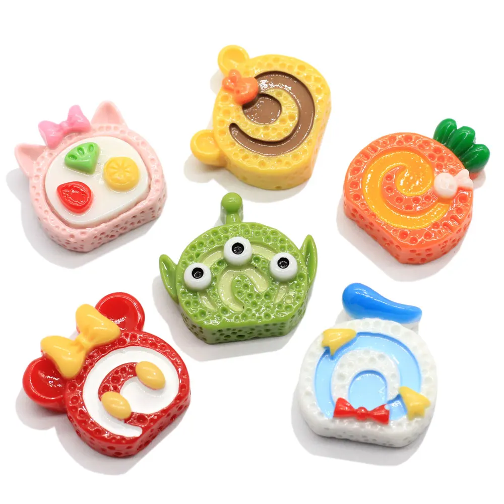 5pcs 3D Fruit Cake Resin Kawaii Cabochons Embellishment Decoden Craft Doll House 