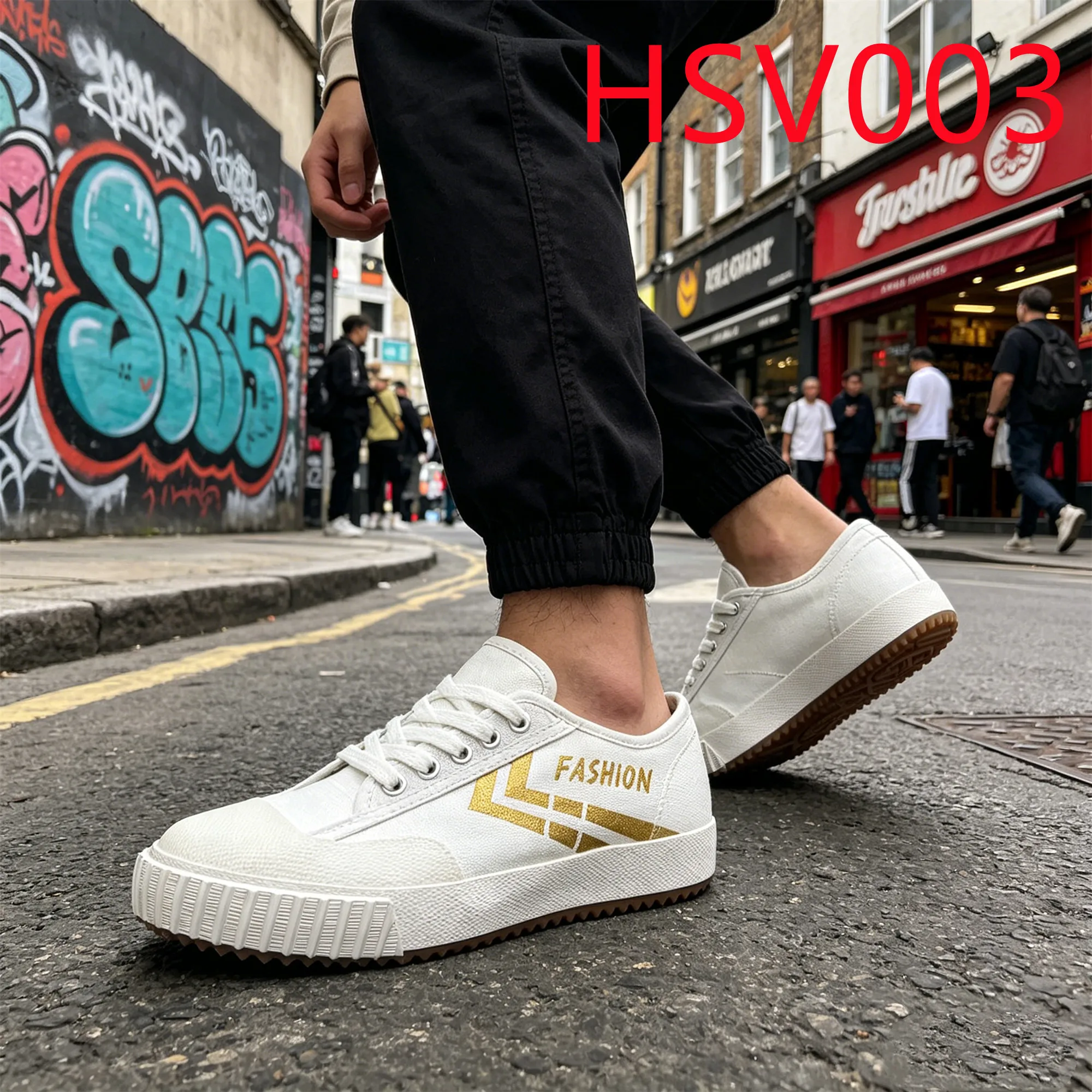 HY,Street Fashion Durable Canvas Fabric Lace up School Shoes Wholesale Practical Vulcanized Process Sole White Sneakers HSV003