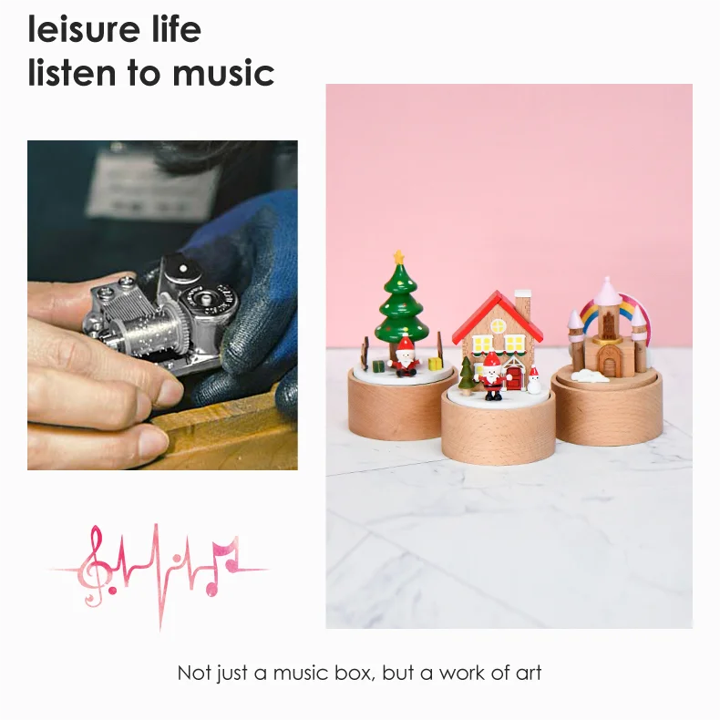 Customization Service Mini Size Carousel Horse Rotating Wooden Toy Music Box for Gifts