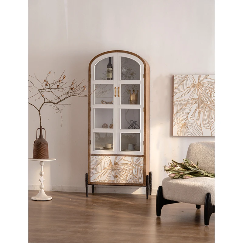 Home Modern Arch Design Retro Wooden Kitchen Storage