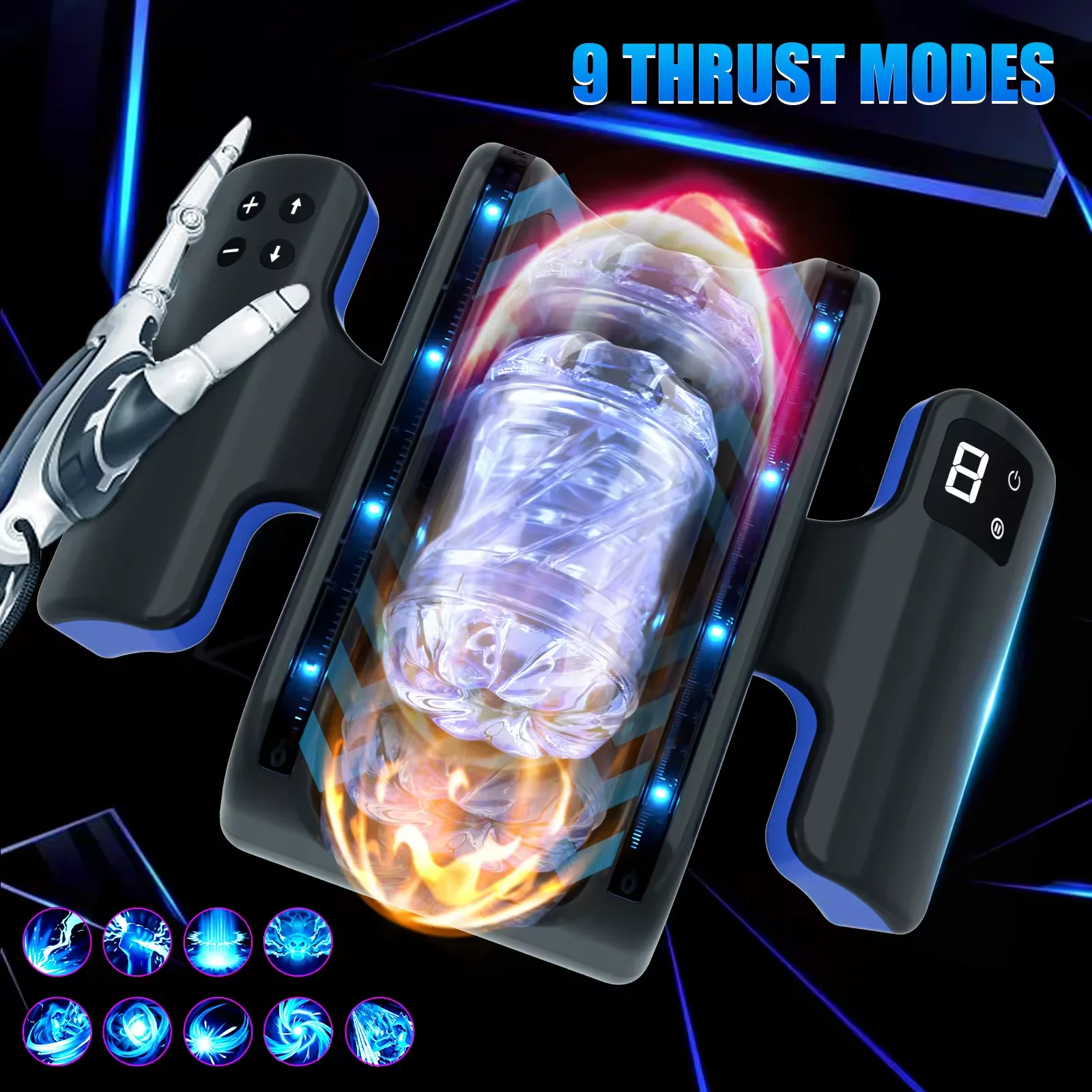 Dual Handle Controle Masturbador Masculino Automtico com 20cm 9 Empurrando  Telefone Titular Eltrica Masturbao Mquina Sex Toys para Homens