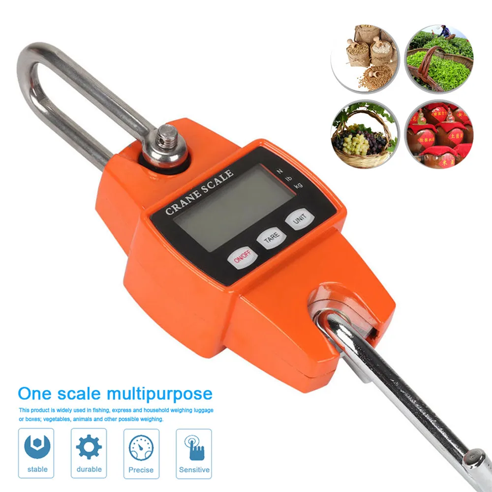 300KG PORTABLE DIGITAL HANGING WEIGHT CRANE SCALE &HOOK INDUSTRIAL HIGH ACCURACY 