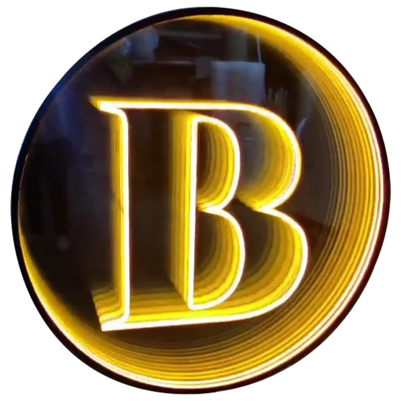 DIY mirror infinite melaleuca 3D round frameless backlit led Abyss Neon bathroom smart led light sign