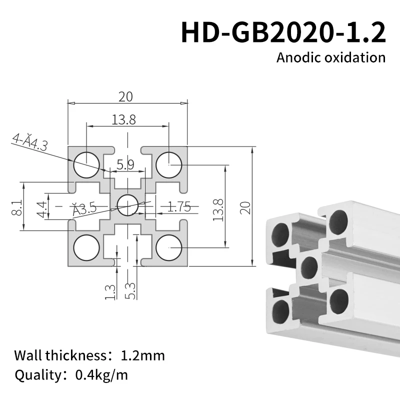 Aluminium T-slot Extruded Profile 20x20 System V Slot Industrial Aluminum Extrusion 2020 Provide Rotary Hole Cutting Services factory
