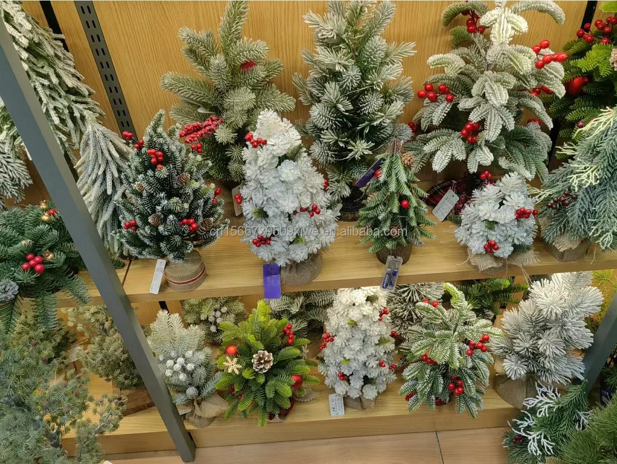 Red Tabletop Artificial Mini Decoration Christmas Tree with Ornaments Xmas Gift Small Tree factory