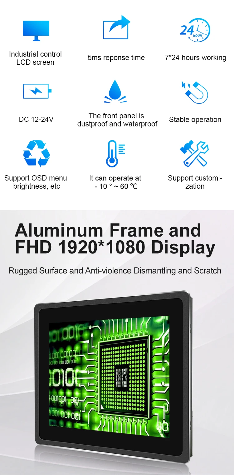 New 12 Inch USB/VGA/DVI Capacitive Touchscreen 1024*768 TFT LCD Display Industrial POS Monitor for Business