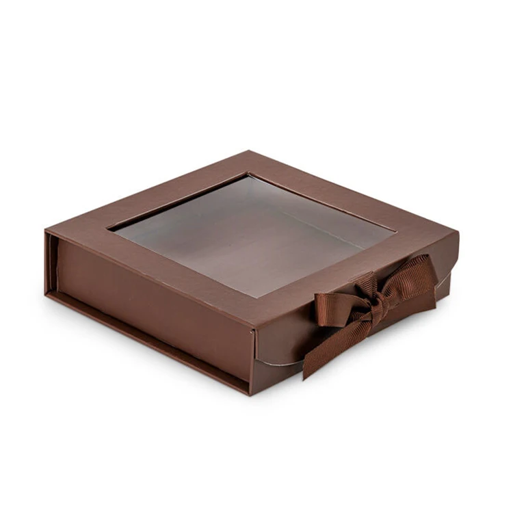 Kraft Paper Gift Box Clear Lid Hamper Boxes Cardboard Box With Window